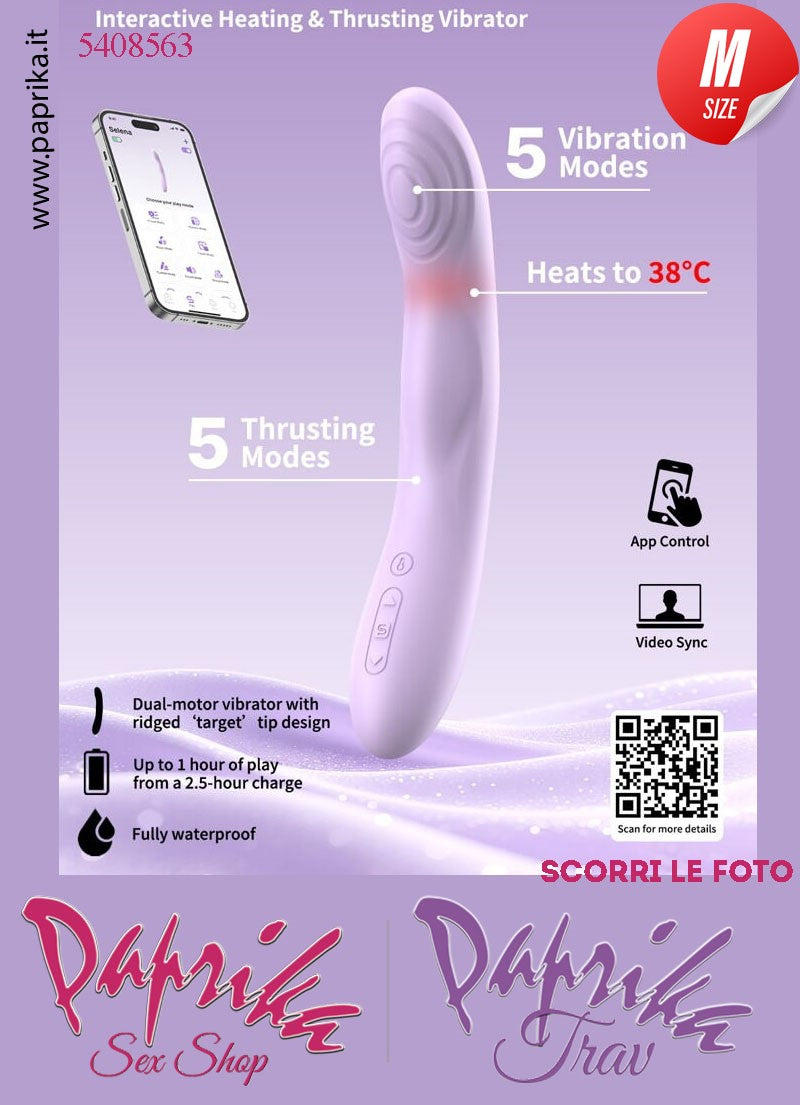 Vibratore Design Silicone Viola Piegato Su & Giù Perle App Control 15/22 Ø 35