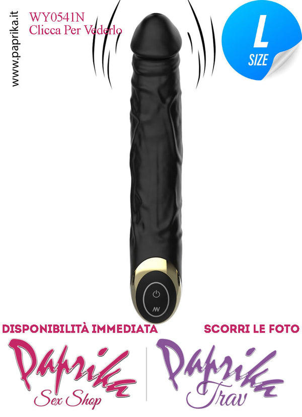 Vibratore Silicone Nero Flessibile Venature 10 Velocità Unisex 22 cm Ø 37