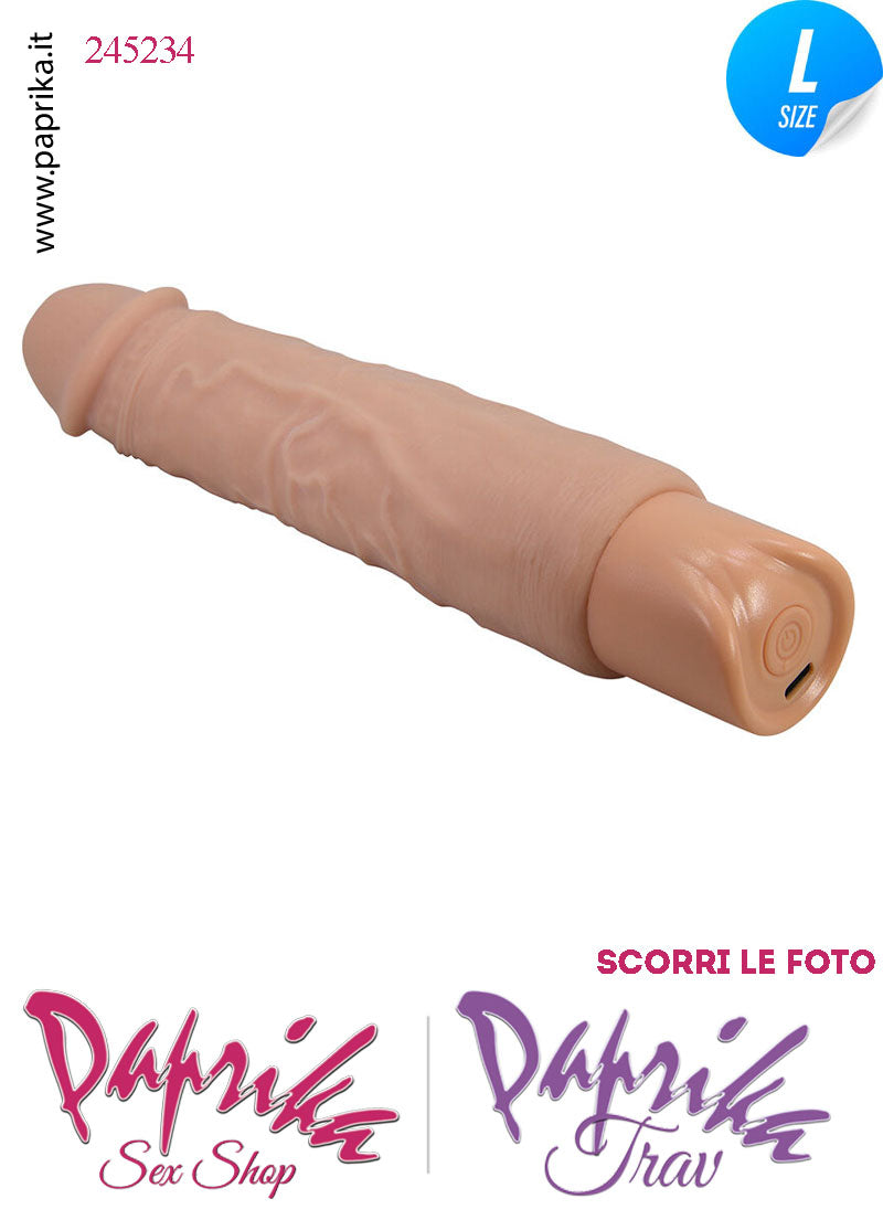 Vibratore Tpe Morbido Venature 10 Velocità 20 cm Ø 45 Ricarica Usb