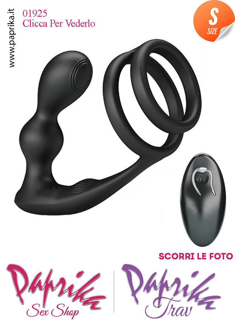 Vibratore Prostatico Small Vibrante 9 cm Ø 28 Anelli Pene Telecomando