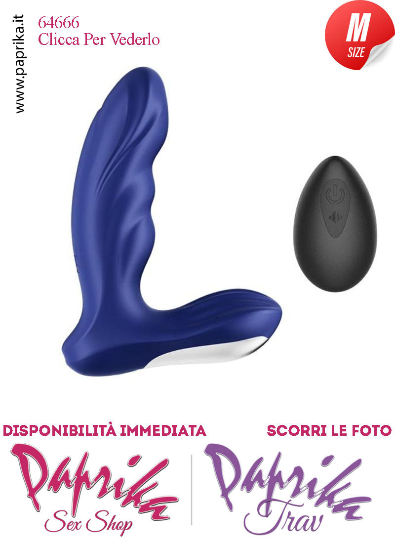 Vibratore Prostatico Blu Sagomato Medium Vibrante 9 cm Ø 35 Telecomando