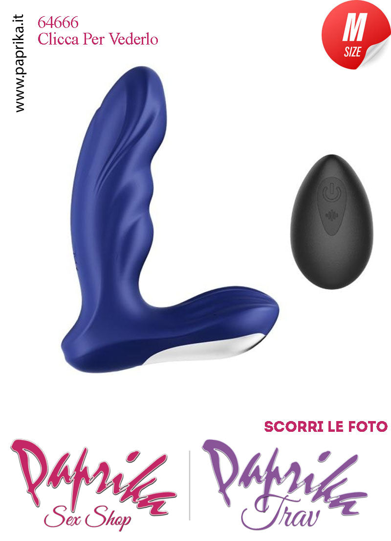 Vibratore Prostatico Blu Sagomato Medium Vibrante 9 cm Ø 35 Telecomando