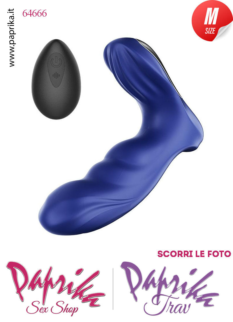 Vibratore Prostatico Blu Sagomato Medium Vibrante 9 cm Ø 35 Telecomando