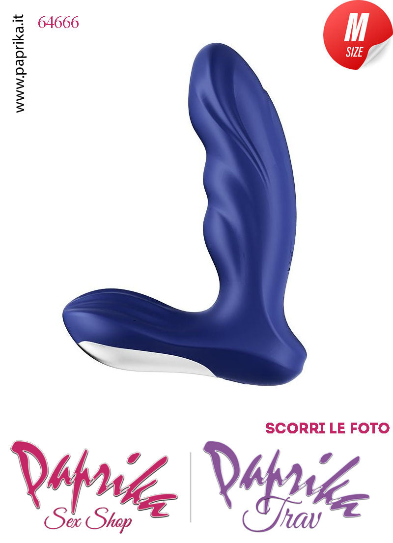 Vibratore Prostatico Blu Sagomato Medium Vibrante 9 cm Ø 35 Telecomando