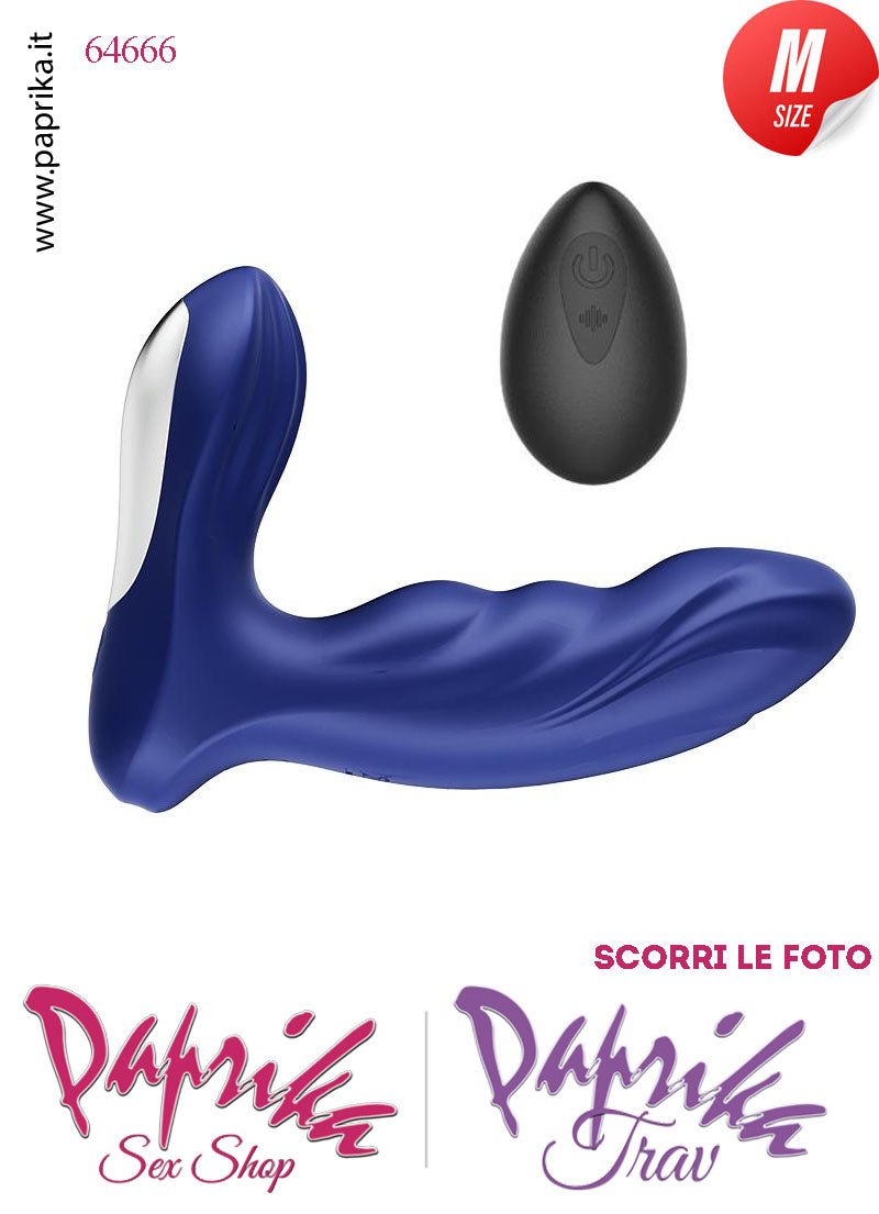 Vibratore Prostatico Blu Sagomato Medium Vibrante 9 cm Ø 35 Telecomando