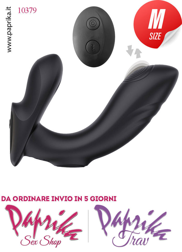 Vibratore e Pulsazioni Prostatico Sagomato 2 Motori Telecomandato 12 cm Ø 33