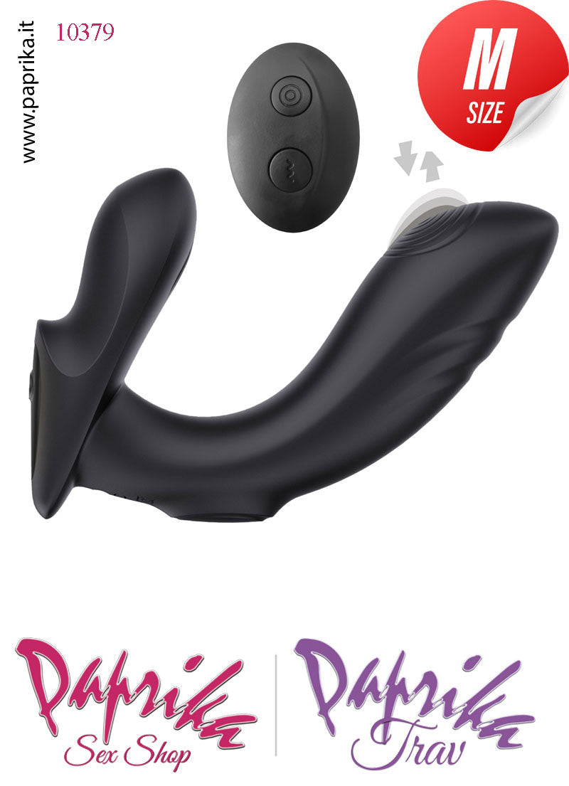 Vibratore e Pulsazioni Prostatico Sagomato 2 Motori Telecomandato 12 cm Ø 33