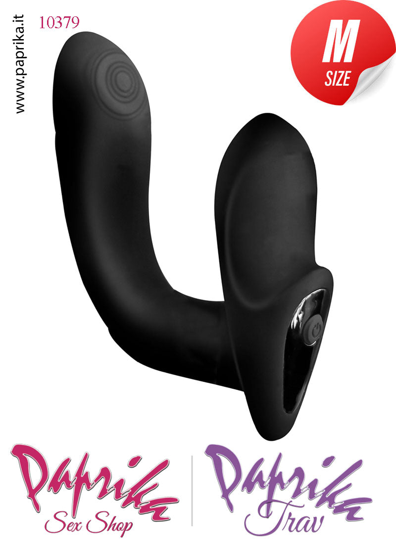 Vibratore e Pulsazioni Prostatico Sagomato 2 Motori Telecomandato 12 cm Ø 33