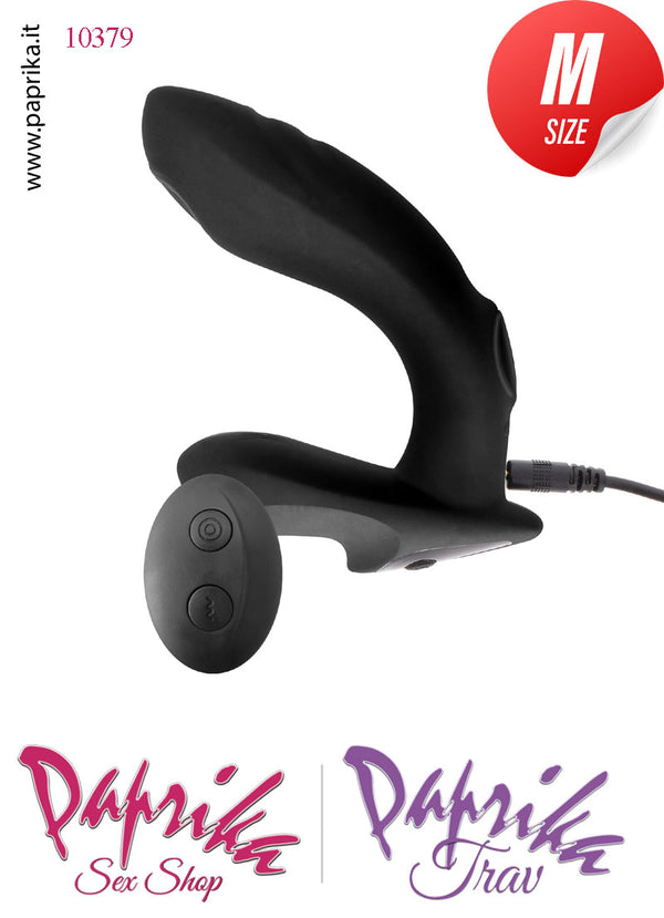 Vibratore e Pulsazioni Prostatico Sagomato 2 Motori Telecomandato 12 cm Ø 33