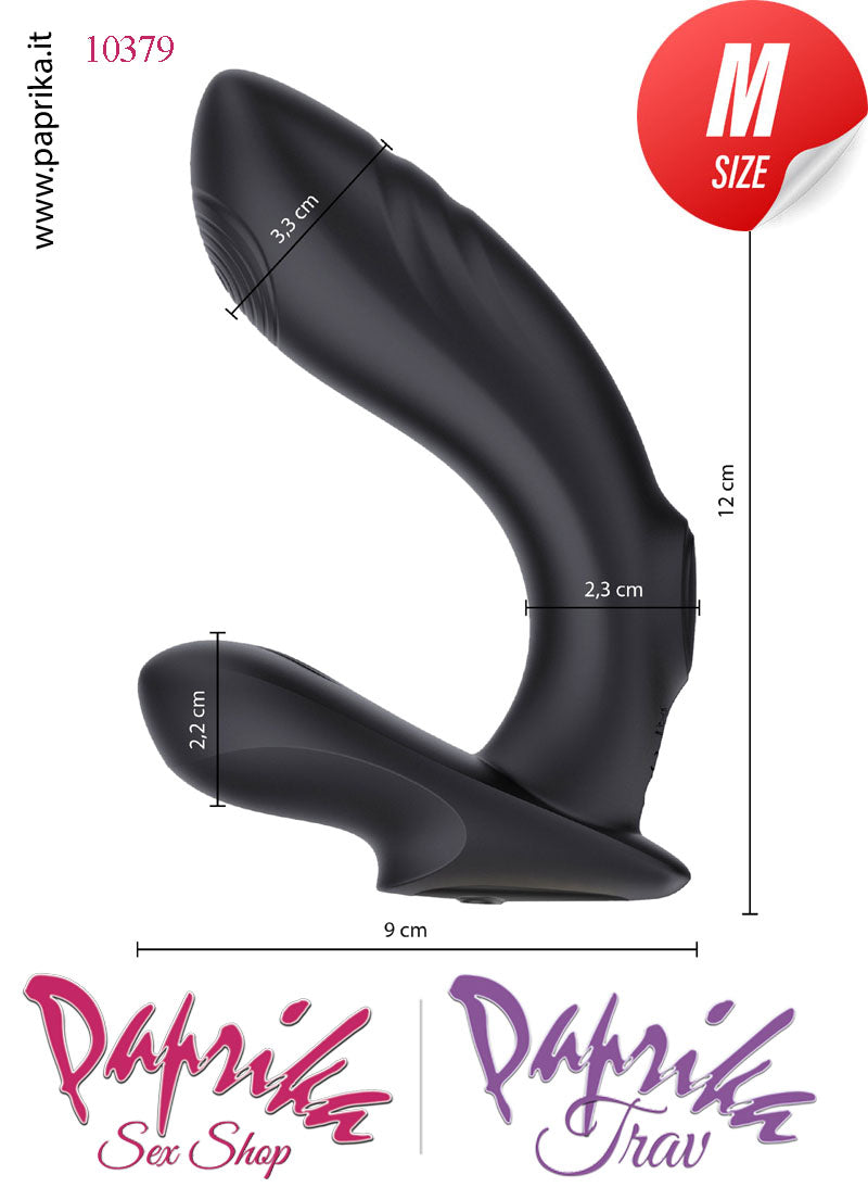 Vibratore e Pulsazioni Prostatico Sagomato 2 Motori Telecomandato 12 cm Ø 33