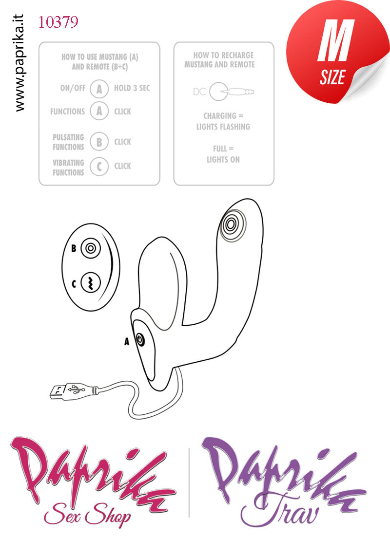 Vibratore e Pulsazioni Prostatico Sagomato 2 Motori Telecomandato 12 cm Ø 33