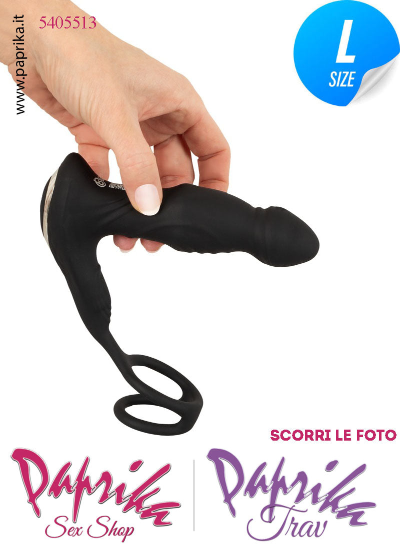Vibratore Prostatico Large Movimento Punta Telecomandato 12 cm Ø 38 Anelli Pene