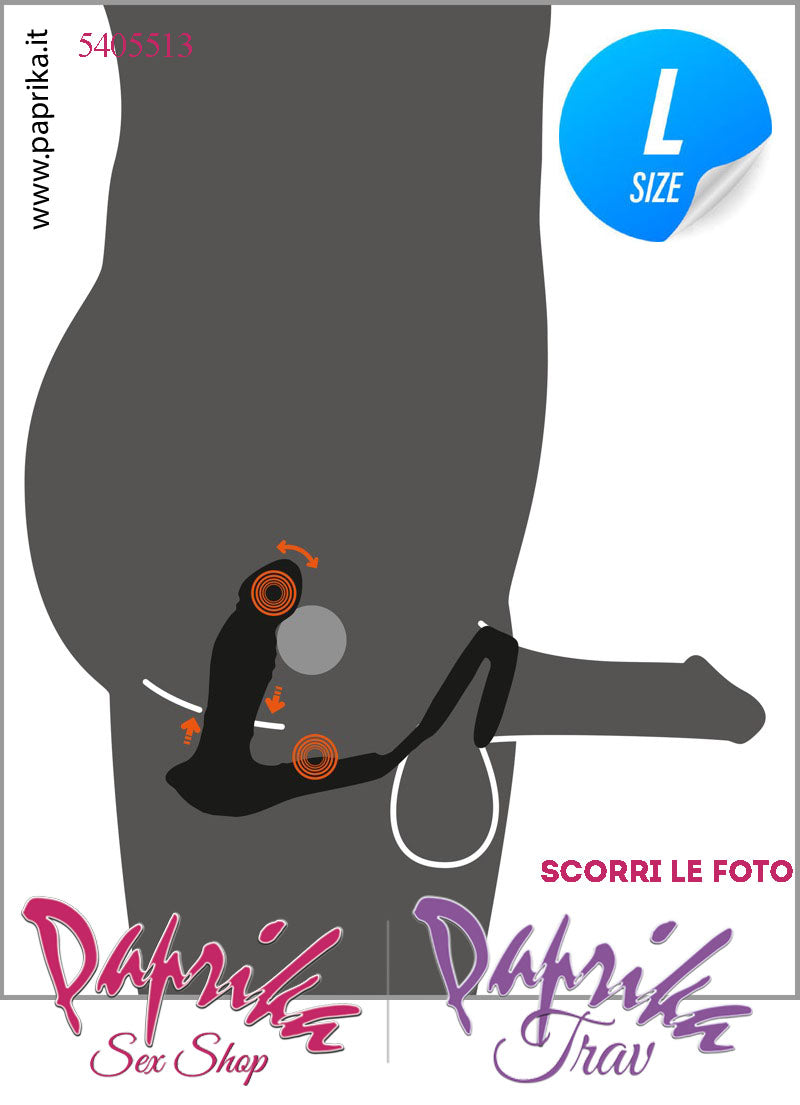 Vibratore Prostatico Large Movimento Punta Telecomandato 12 cm Ø 38 Anelli Pene