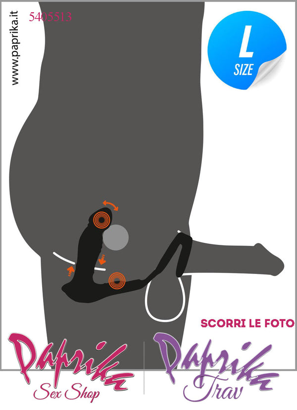 Vibratore Prostatico Large Movimento Punta Telecomandato 12 cm Ø 38 Anelli Pene