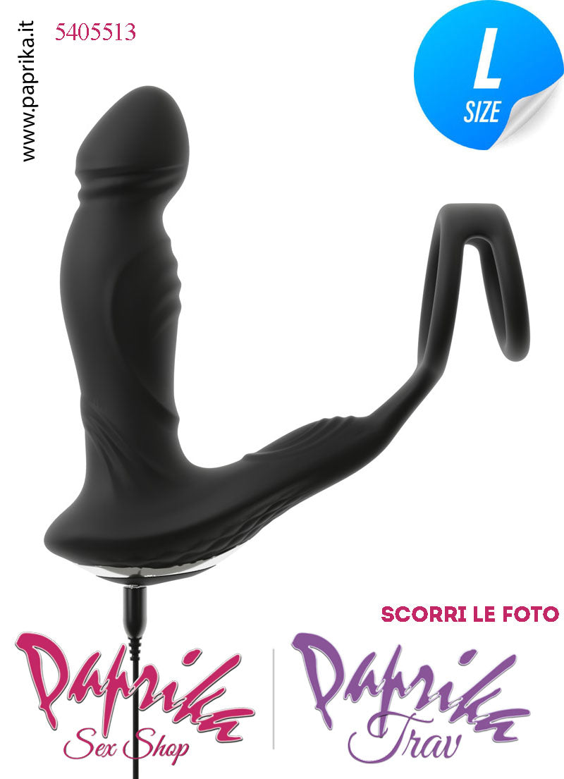 Vibratore Prostatico Large Movimento Punta Telecomandato 12 cm Ø 38 Anelli Pene
