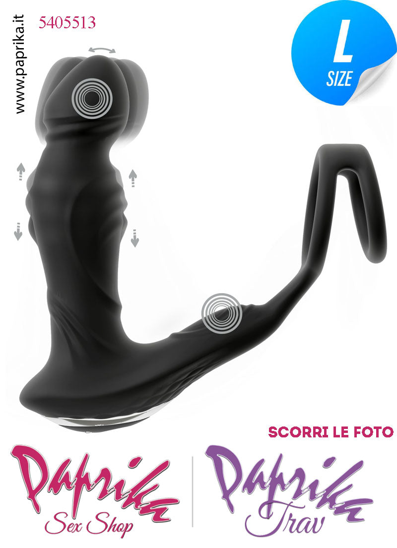 Vibratore Prostatico Large Movimento Punta Telecomandato 12 cm Ø 38 Anelli Pene