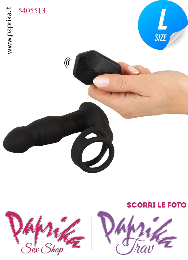 Vibratore Prostatico Large Movimento Punta Telecomandato 12 cm Ø 38 Anelli Pene