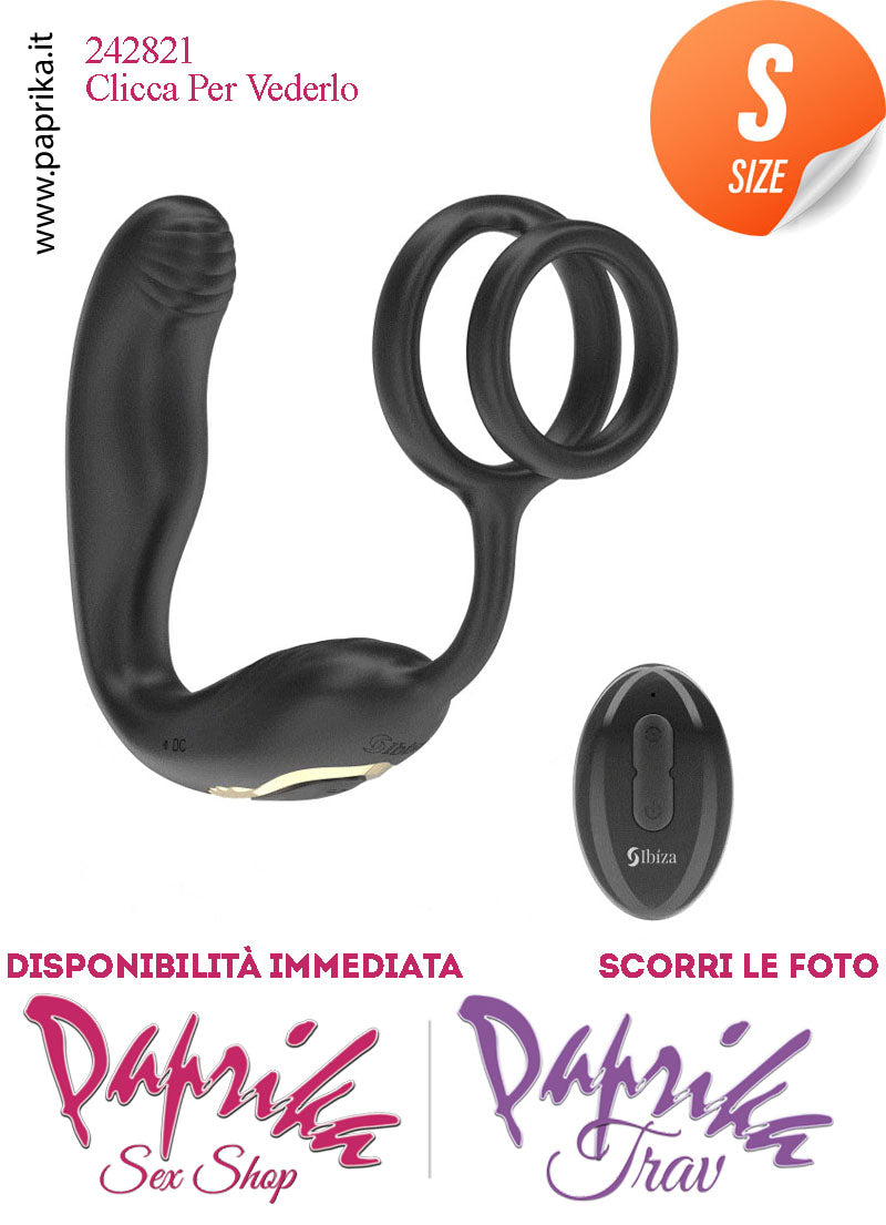 Vibratore Prostatico Small Rotante & Vibrante 9 cm Ø 26 Anelli Pene Telecomando