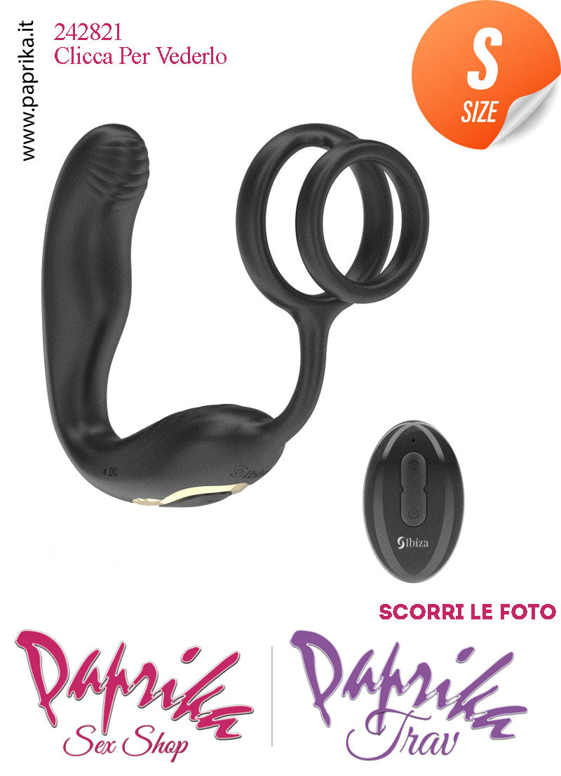 Vibratore Prostatico Small Rotante & Vibrante 9 cm Ø 26 Anelli Pene Telecomando