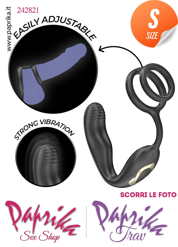 Vibratore Prostatico Small Rotante & Vibrante 9 cm Ø 26 Anelli Pene Telecomando