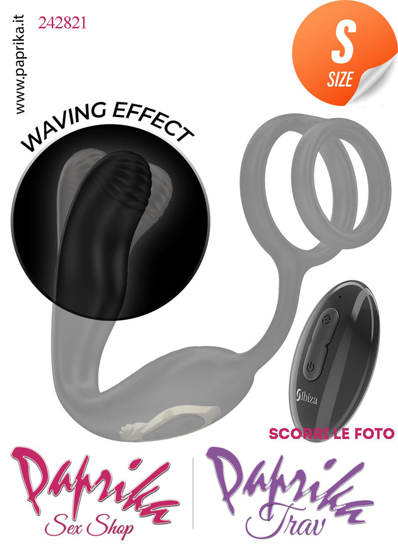 Vibratore Prostatico Small Rotante & Vibrante 9 cm Ø 26 Anelli Pene Telecomando