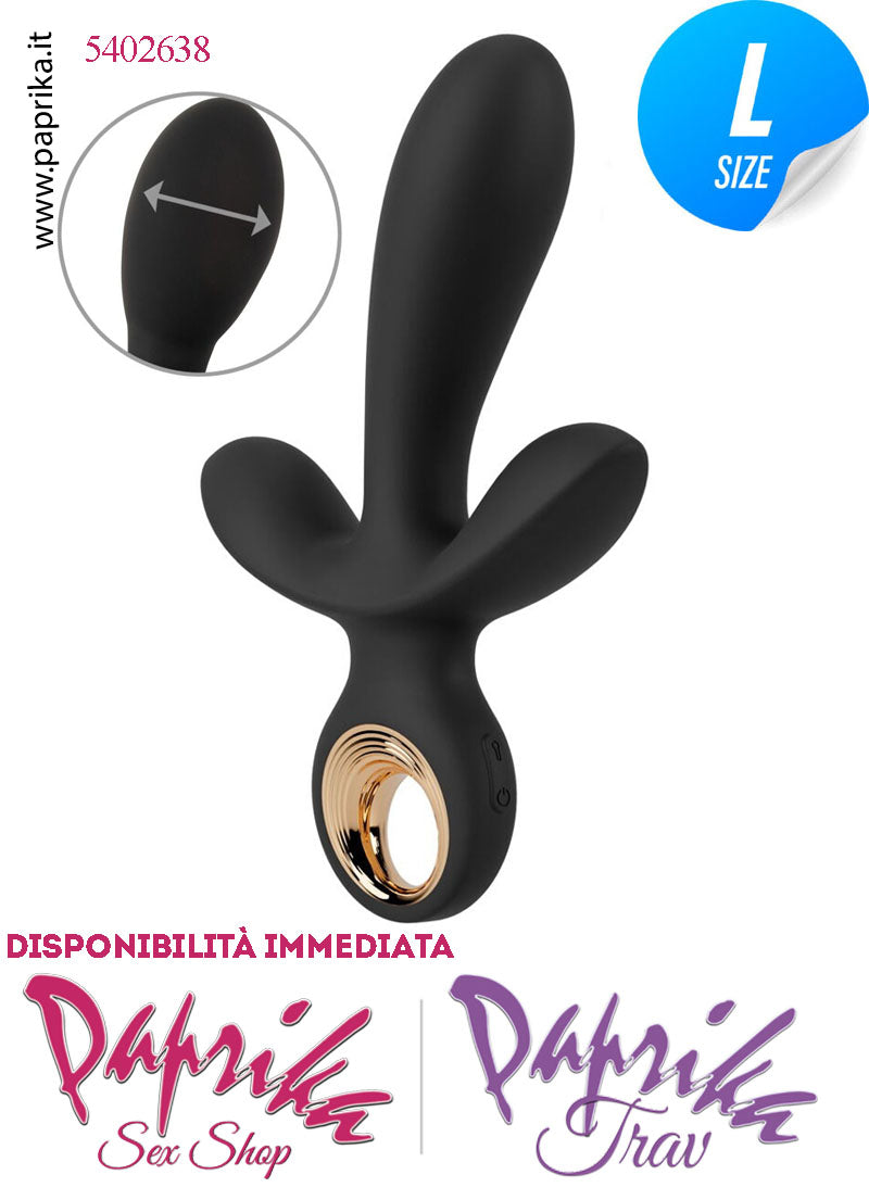 Rabbit Vibratore Triplo Clitoride Vagina Perineo 10 Velocità Ø 37 Gonfiabile Silicone