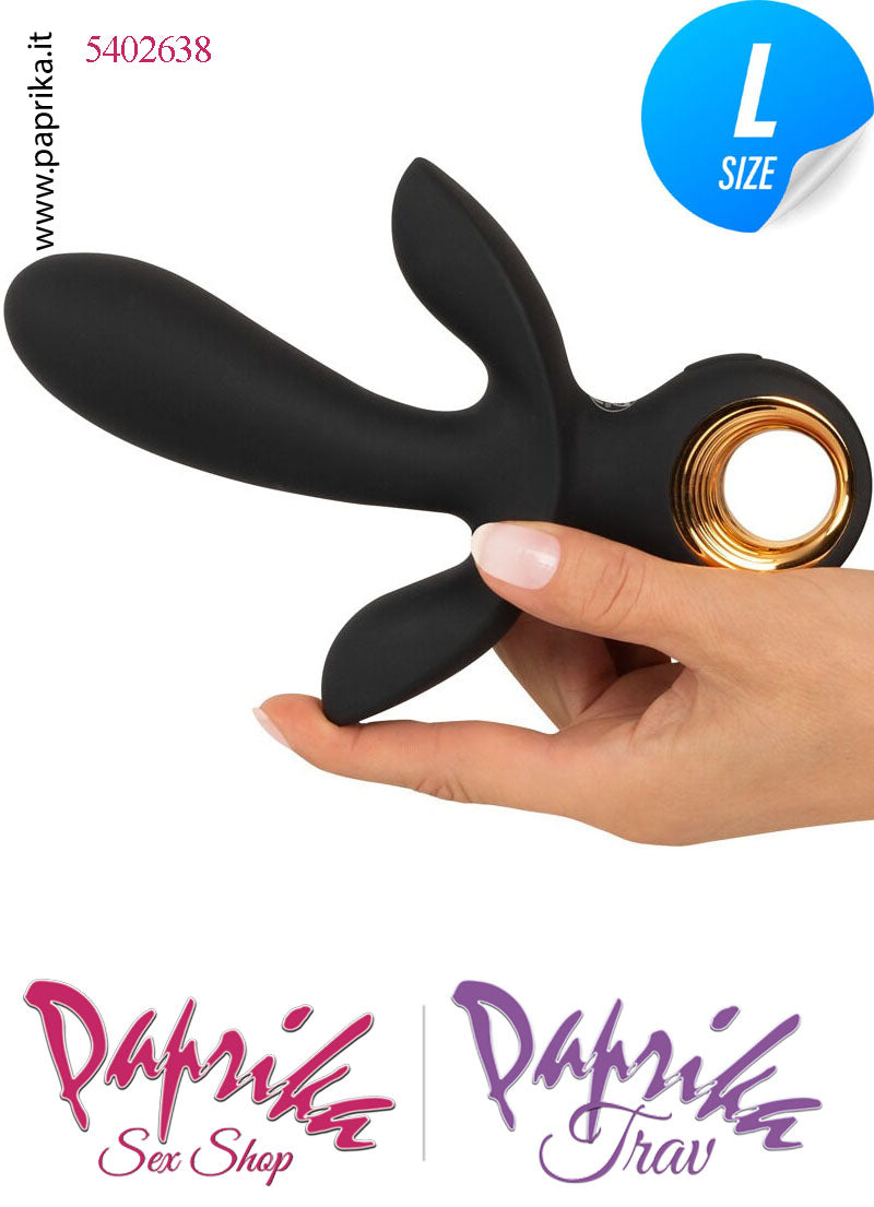 Rabbit Vibratore Triplo Clitoride Vagina Perineo 10 Velocità Ø 37 Gonfiabile Silicone