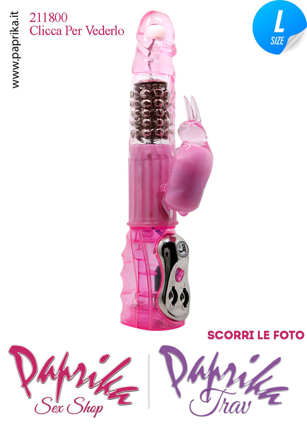 Rabbit Vibratore Clitoride Vagina Rotante Perle Velocità Regolabili 14/26 cm Ø 37