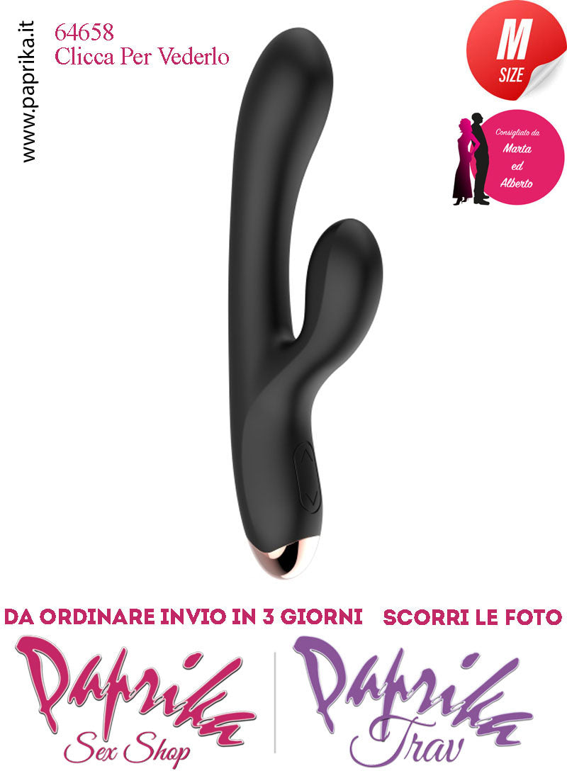 Rabbit Silicone Nero Vibrante 2 Motori Stimolazioni Separabili 12/20 cm Ø 33