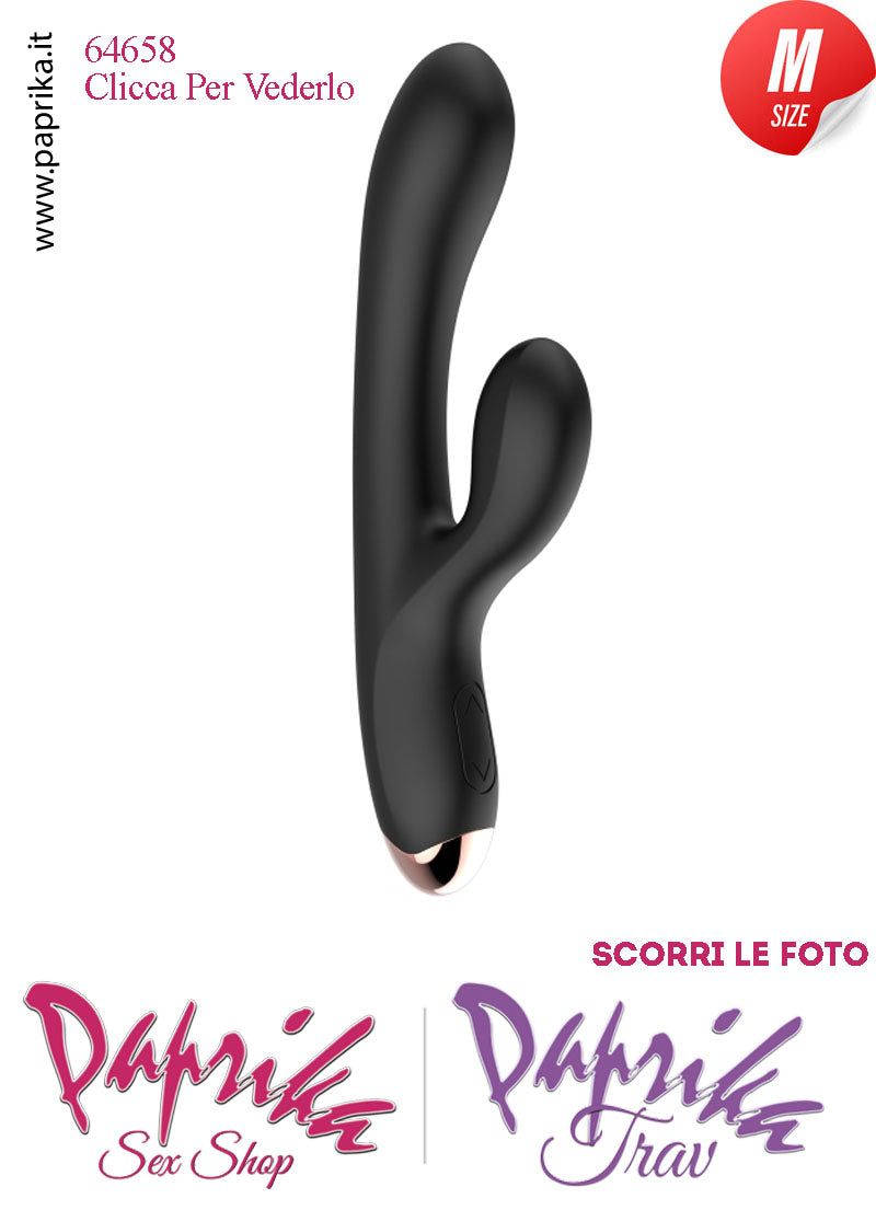 Rabbit Silicone Nero Vibrante 2 Motori Stimolazioni Separabili 12/20 cm Ø 33