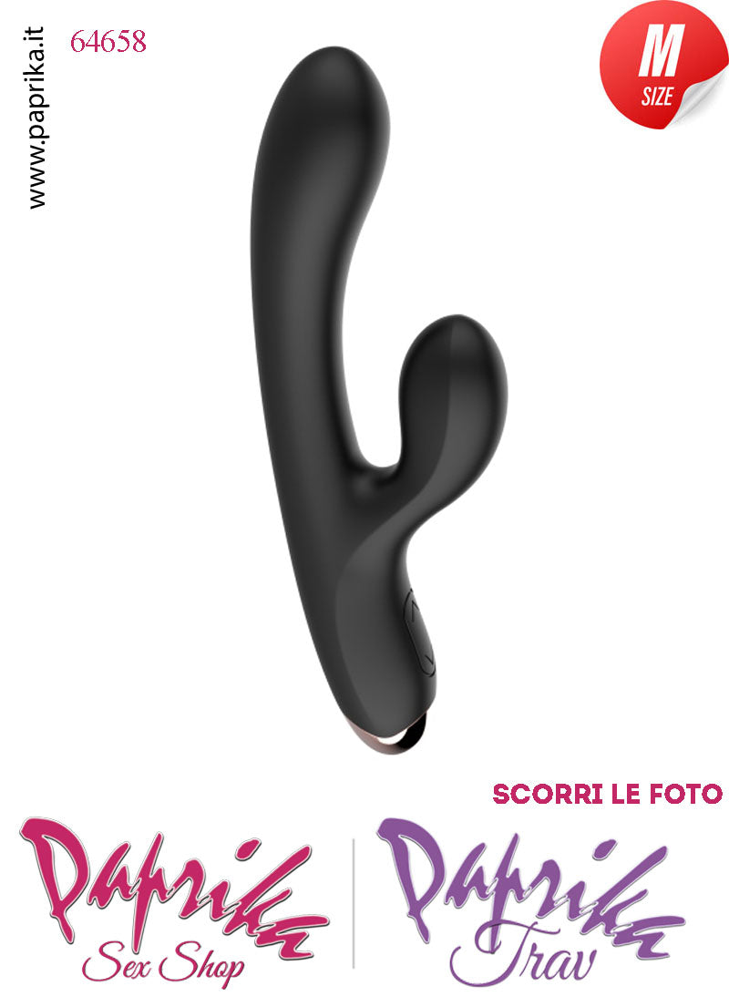 Rabbit Silicone Nero Vibrante 2 Motori Stimolazioni Separabili 12/20 cm Ø 33