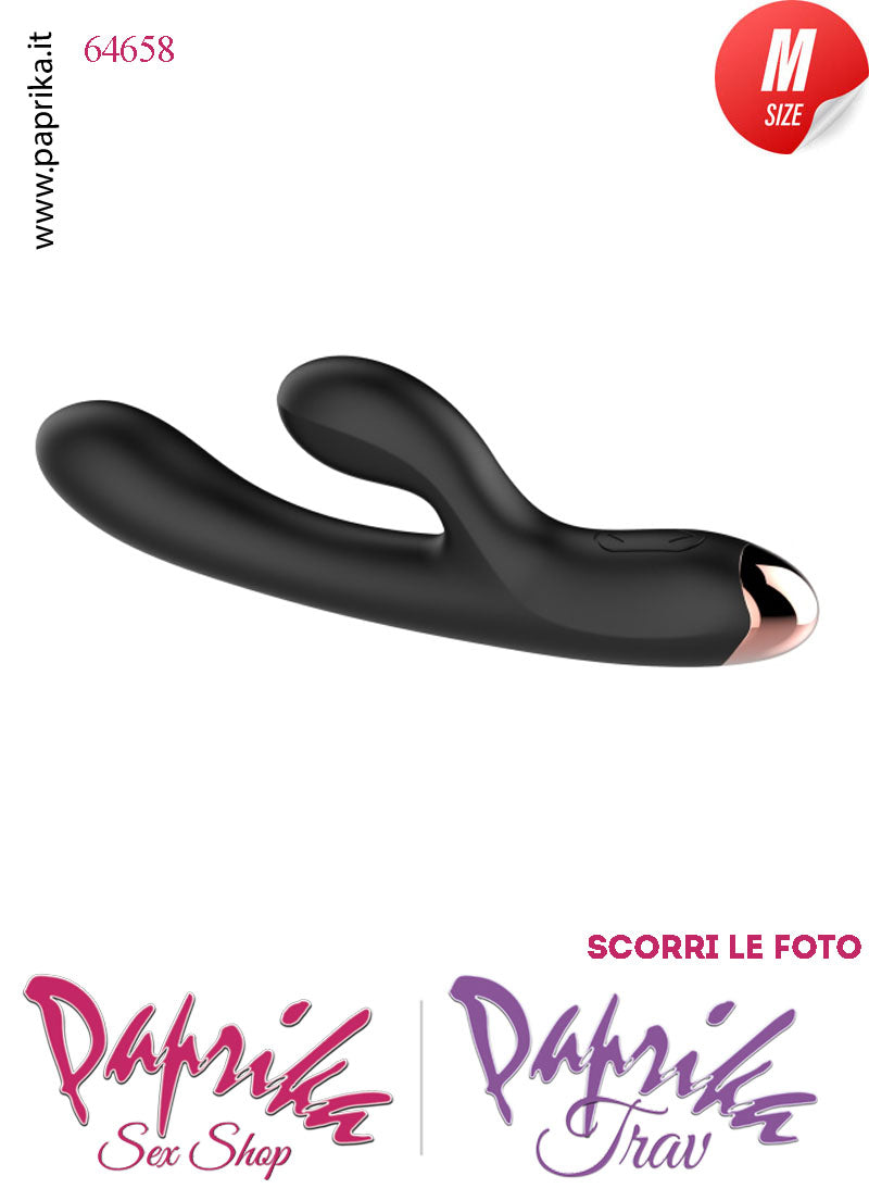 Rabbit Silicone Nero Vibrante 2 Motori Stimolazioni Separabili 12/20 cm Ø 33