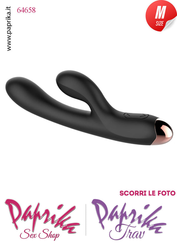 Rabbit Silicone Nero Vibrante 2 Motori Stimolazioni Separabili 12/20 cm Ø 33