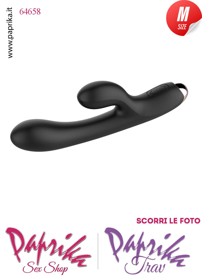 Rabbit Silicone Nero Vibrante 2 Motori Stimolazioni Separabili 12/20 cm Ø 33
