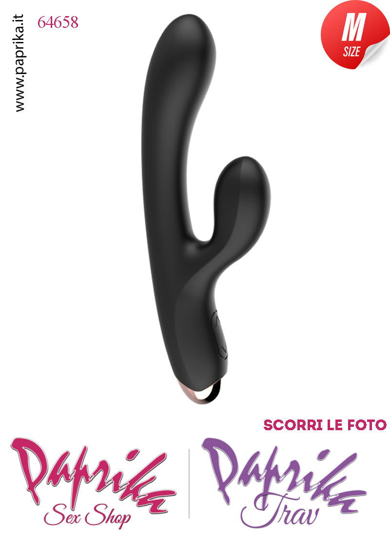 Rabbit Silicone Nero Vibrante 2 Motori Stimolazioni Separabili 12/20 cm Ø 33
