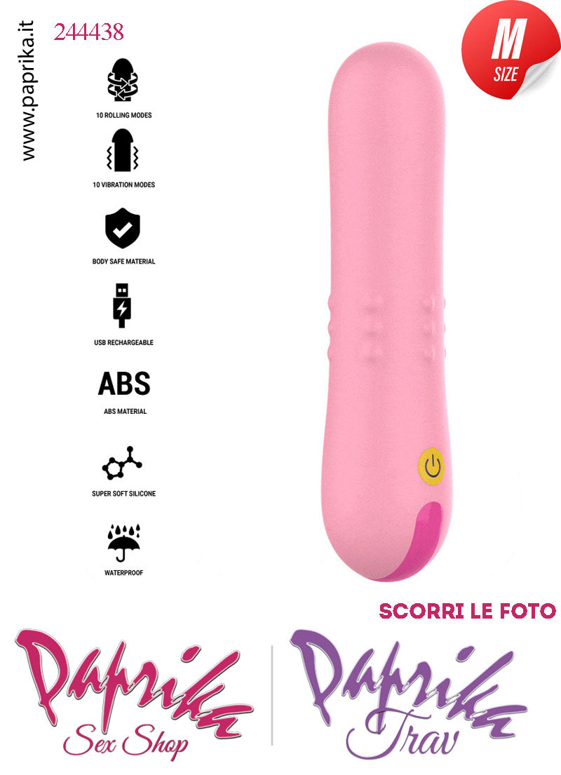 Vibratore Rotante Perle Silicone Rosa 10 Velocità 15 cm Ø 32 Medium