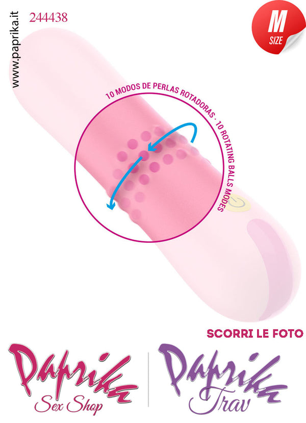 Vibratore Rotante Perle Silicone Rosa 10 Velocità 15 cm Ø 32 Medium