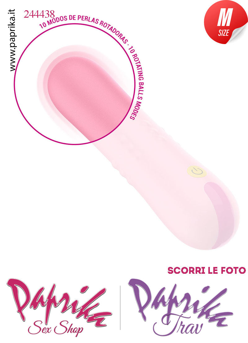 Vibratore Rotante Perle Silicone Rosa 10 Velocità 15 cm Ø 32 Medium