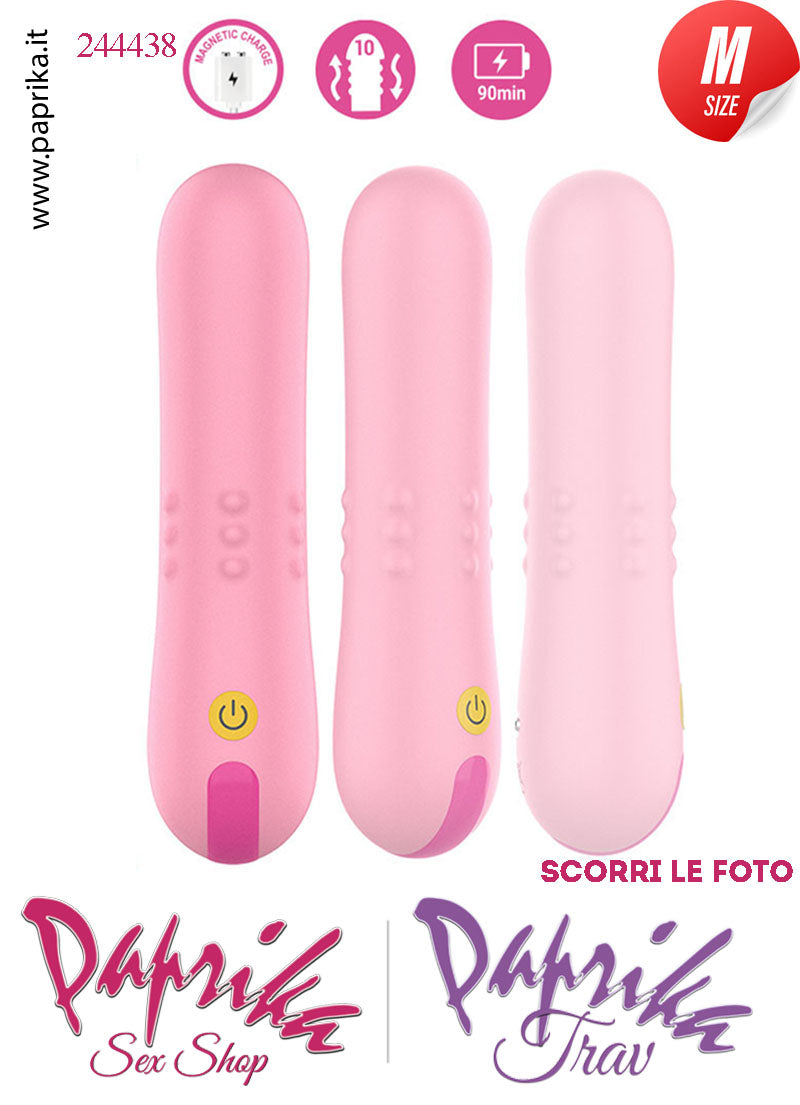 Vibratore Rotante Perle Silicone Rosa 10 Velocità 15 cm Ø 32 Medium