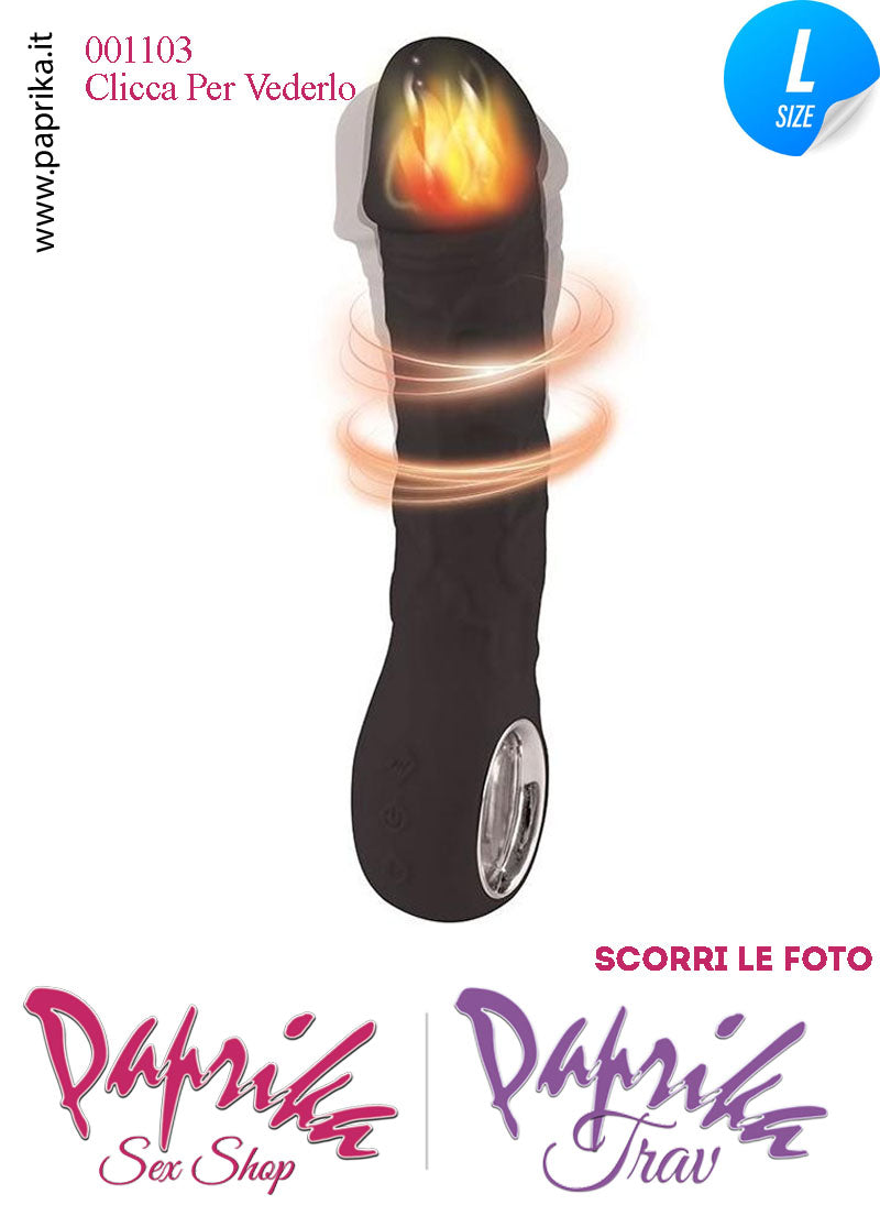 Vibratore Silicone Nero Unisex Venature Risaldabile 10 Velocità 18 cm Ø 44