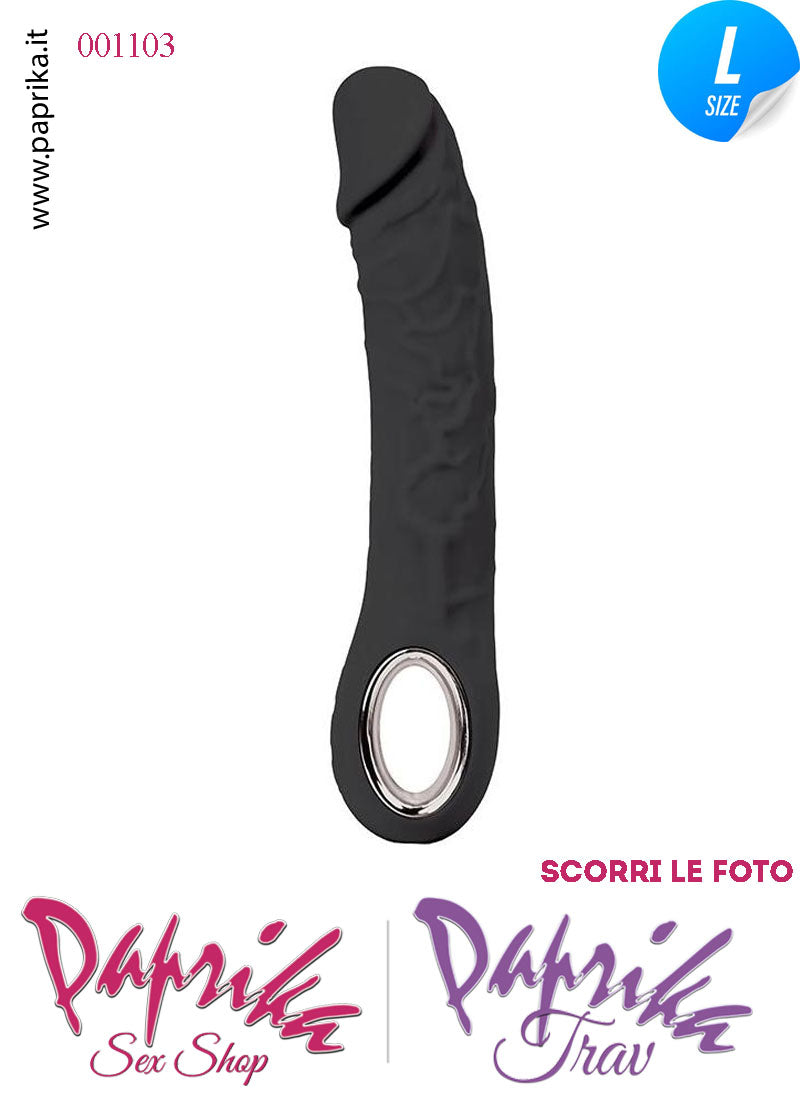 Vibratore Silicone Nero Unisex Venature Risaldabile 10 Velocità 18 cm Ø 44