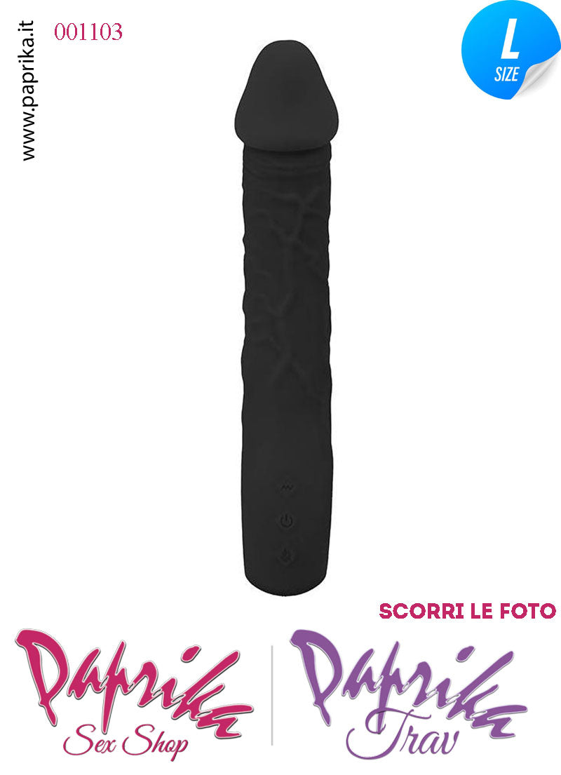 Vibratore Silicone Nero Unisex Venature Risaldabile 10 Velocità 18 cm Ø 44
