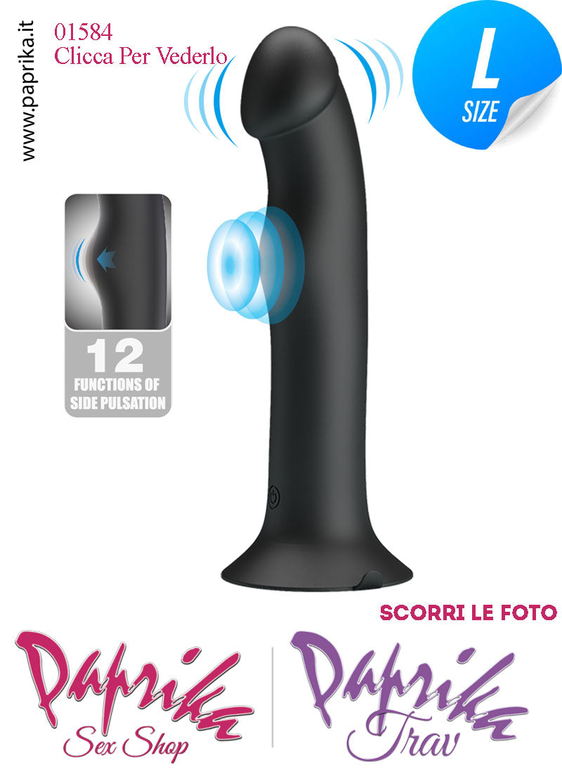 Vibratore Silicone Ventosa 12 Velocità Tapping Tocco 18 cm Ø 38 Memoria Funzione