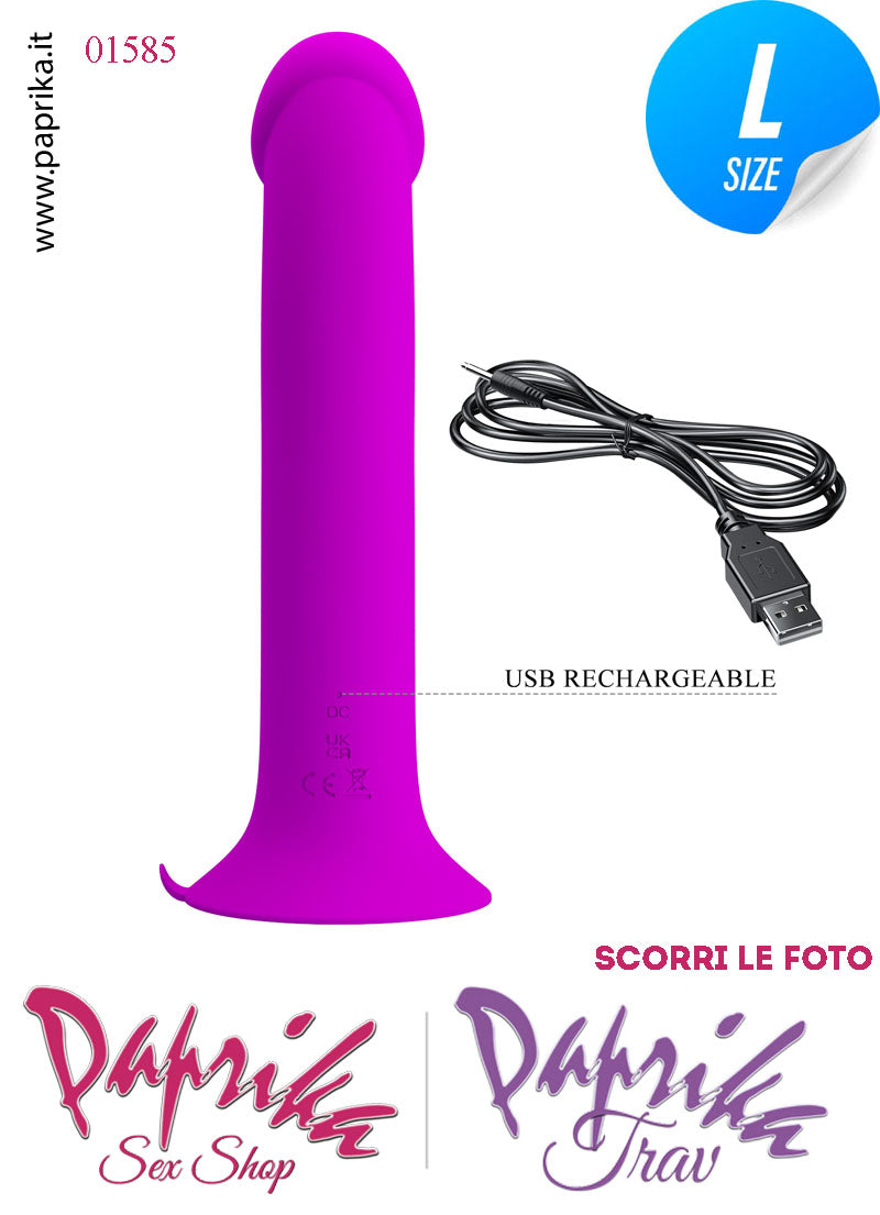 Vibratore Silicone Ventosa 12 Velocità Tapping Tocco 18 cm Ø 38 Memoria Funzione