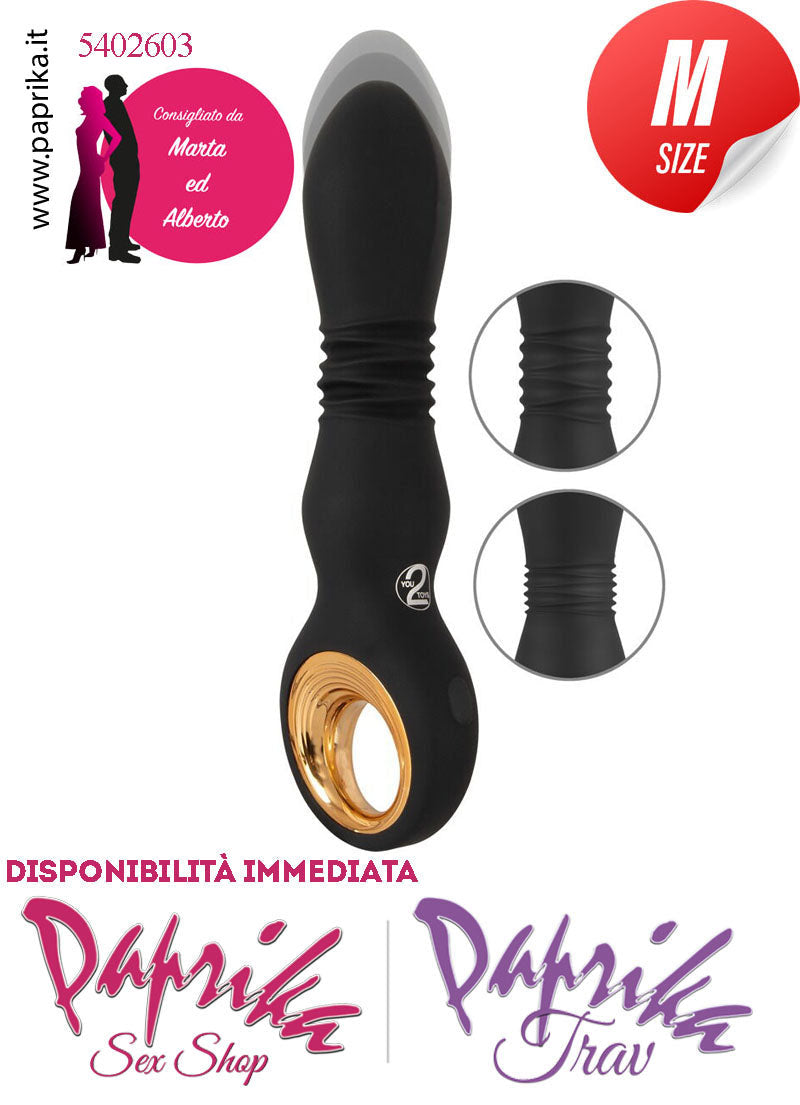 Vibratore Su & Giù Vaginale Anale 10 Velocità Ø 35 Silicone Inserto Oro