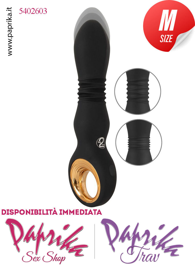 Vibratore Su & Giù Vaginale Anale 10 Velocità Ø 35 Silicone Inserto Oro