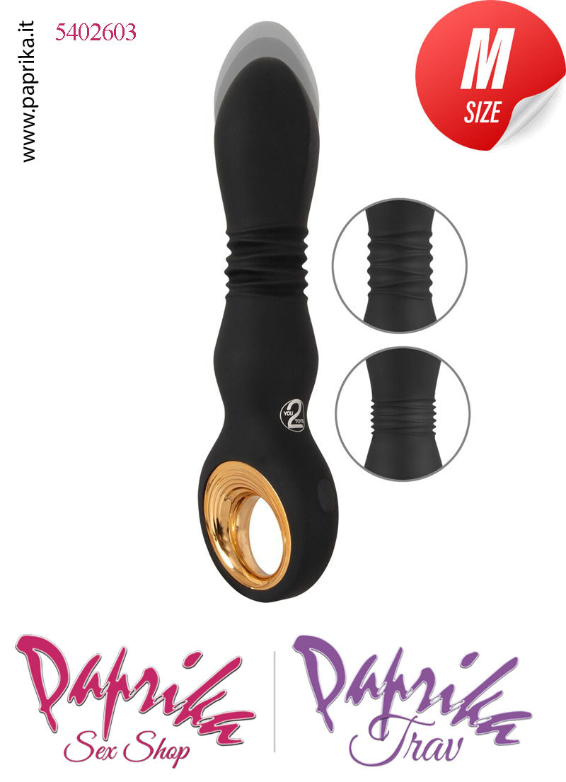 Vibratore Su & Giù Vaginale Anale 10 Velocità Ø 35 Silicone Inserto Oro