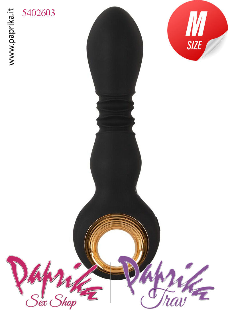 Vibratore Su & Giù Vaginale Anale 10 Velocità Ø 35 Silicone Inserto Oro