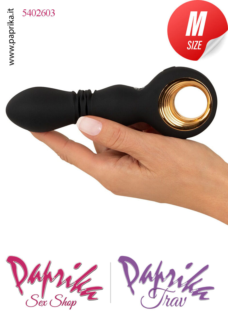 Vibratore Su & Giù Vaginale Anale 10 Velocità Ø 35 Silicone Inserto Oro