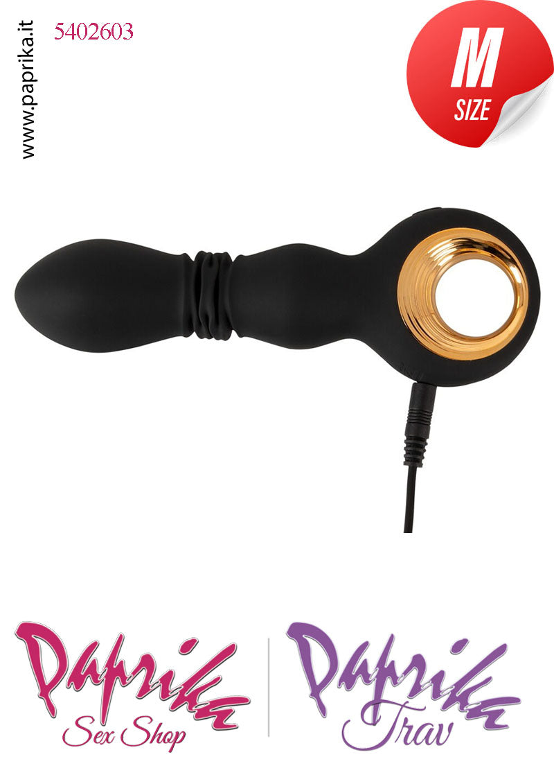 Vibratore Su & Giù Vaginale Anale 10 Velocità Ø 35 Silicone Inserto Oro